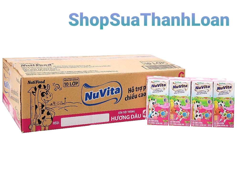 [HSD T10-2021] Thùng 48 Hộp Sữa Tiệt Trùng Nuvita Hương Dâu 110ml