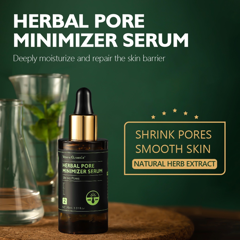 Serum thảo dược VIBRANT GLAMOUR se khít lỗ chân lông dưỡng ẩm kiềm dầu dưỡng da mềm mịn săn chắc 15ml