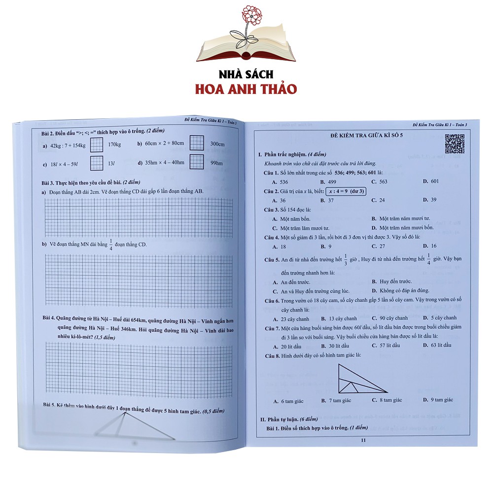 Sách Bài tập tuần và đề kiểm tra Toán và Tiếng Việt lớp 3 học kỳ 1