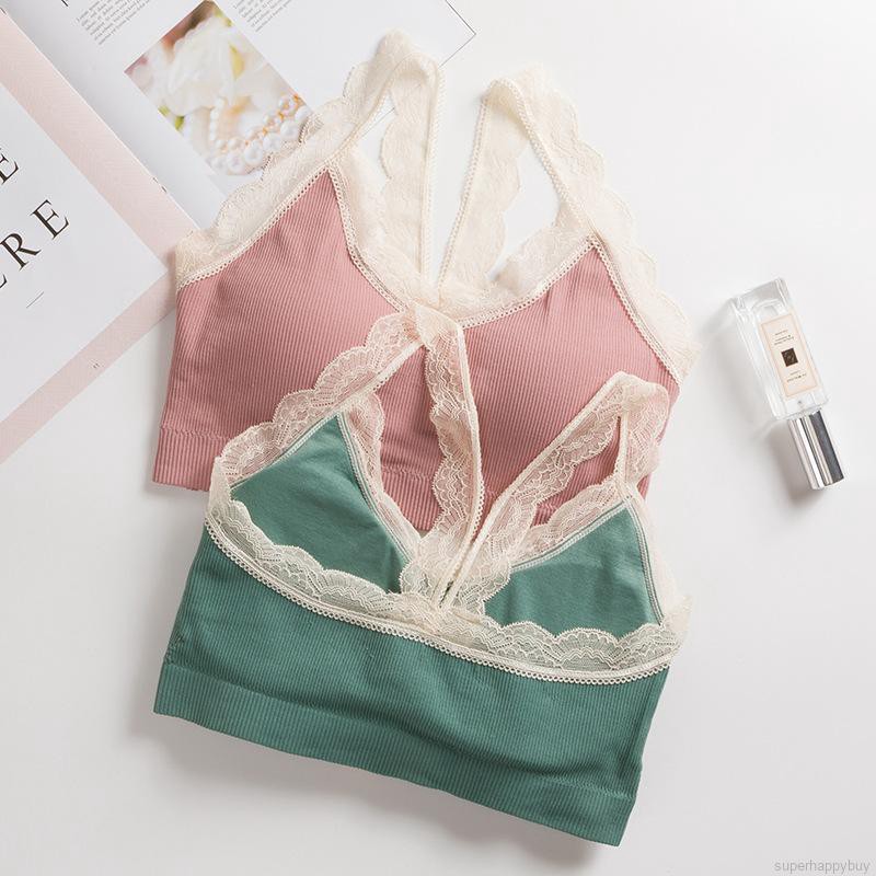 Bra cotton phối ren thoải mái có thể tháo rời