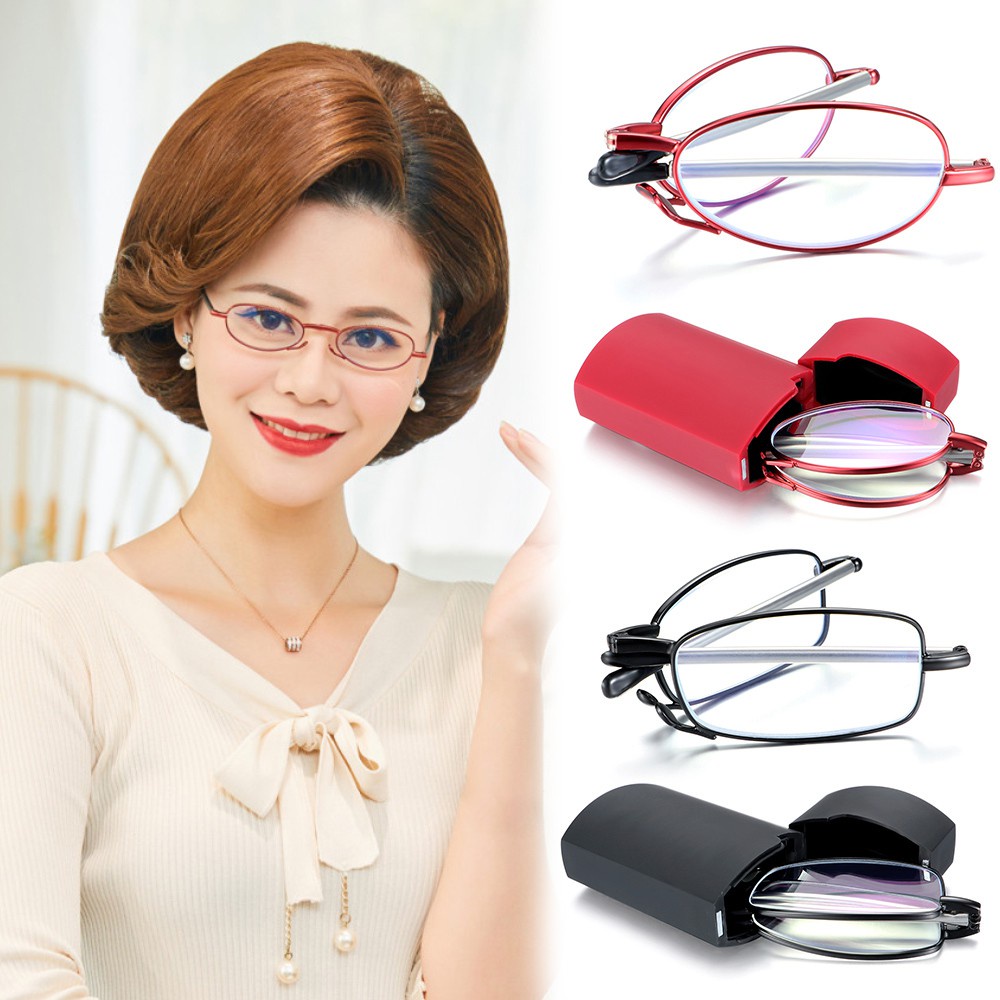 Mắt Kính Đọc Sách Có Thể Gấp Gọn Kèm Hộp Đựng+1.00~+4.00 Nhỏ Gọn Thời Trang Cho Nam Nữ