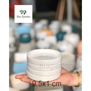 Đĩa lót chậu cây sứ trắng, tròn mini