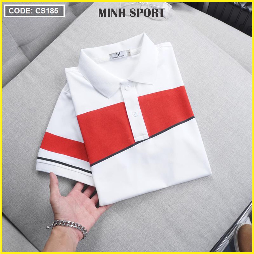 Áo Thun Polo Nam Có Cổ Phối Kẻ Sọc Ngắn Tay, Chất Vải Co Giãn, Thấm Hút Mồ Hôi Tốt mã AO.38