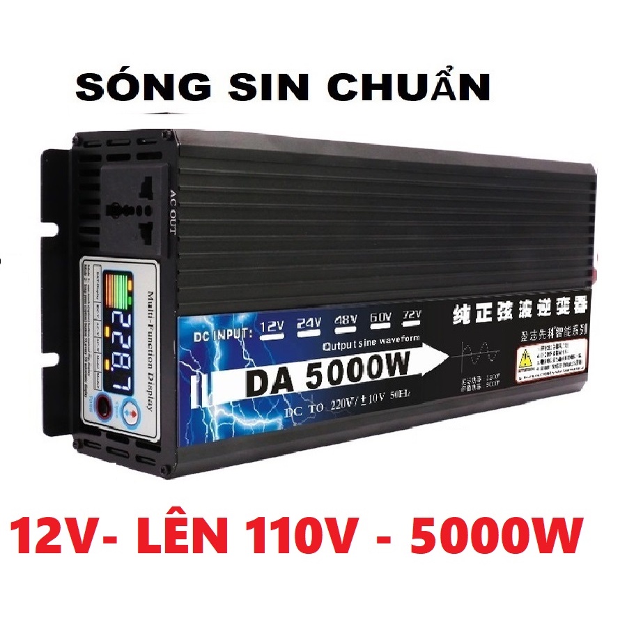 Bộ đổi nguồn inverter 12v lên 110v 5000W Sóng Sin chuẩn- Bộ chuyển đổi điện sóng sin tinh khiết