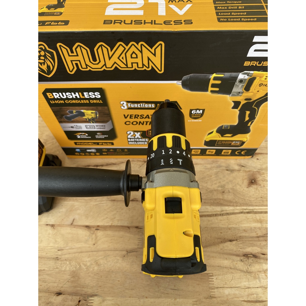Máy Khoan Pin Hukan F66 không than 3 chức năng chính hãng 13mm Full hộp