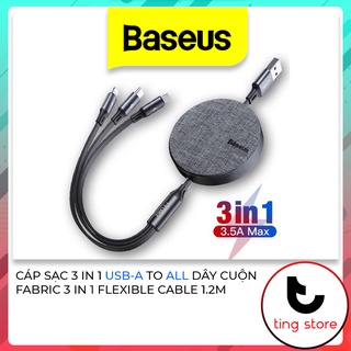 Dây cáp sạc nhanh 3 in 1 dây cuộn bọc vải usb to lightning/typec/microusb baseus fabric 3 in 1 flexible cable dài 1.2m