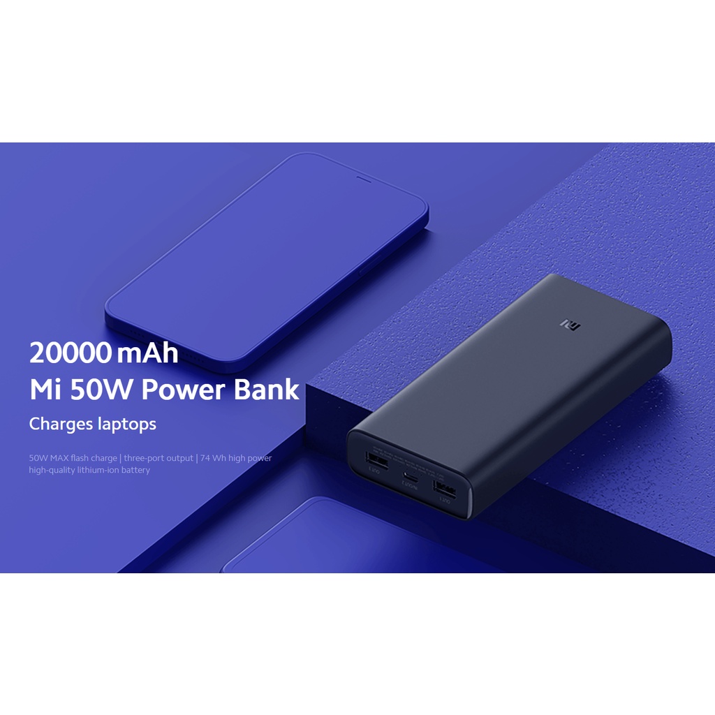 Pin sạc dự phòng Xiaomi 20000mAh (In/Out Type-C) Flash Charge 50W MAX Mi Power Bank - Hàng chính hãng