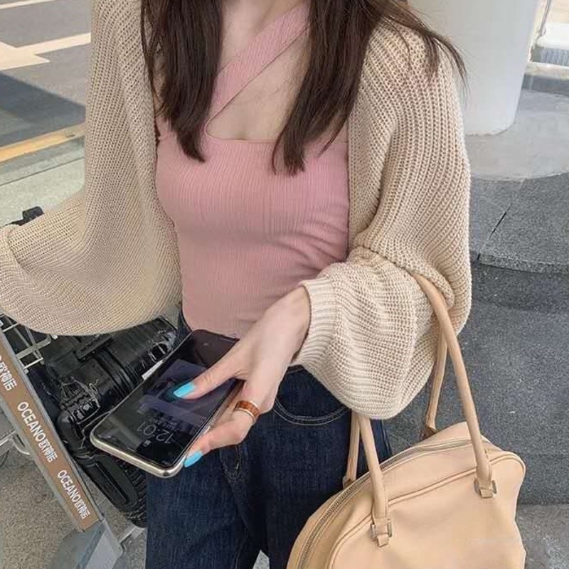 Áo Dệt Kim Tay Dài Mềm Mại Cá Tính Thời Trang