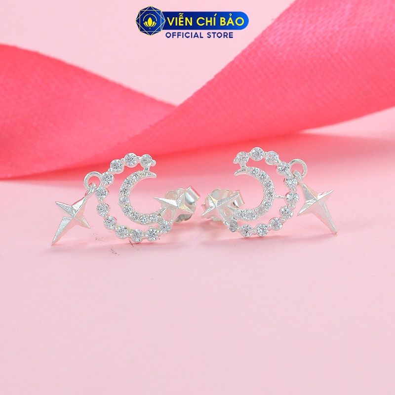 Bông tai bạc nữ to the Moon chất liệu bạc 925 thời trang phụ kiện trang sức nữ Viễn Chí Bảo B400528