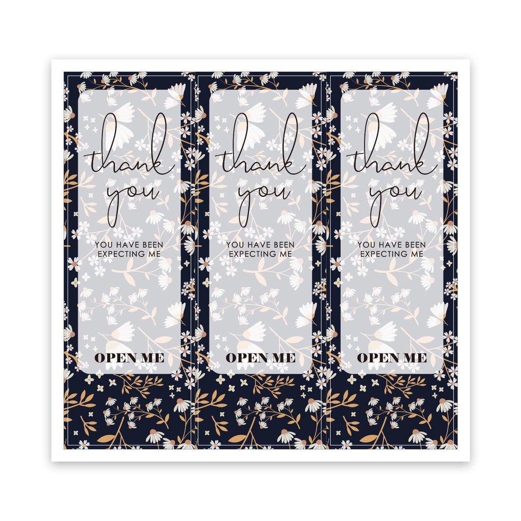 Tem niêm phong cảm ơn, nhãn dán thank you, tem thank you thiết kế hoa lá đáng yêu