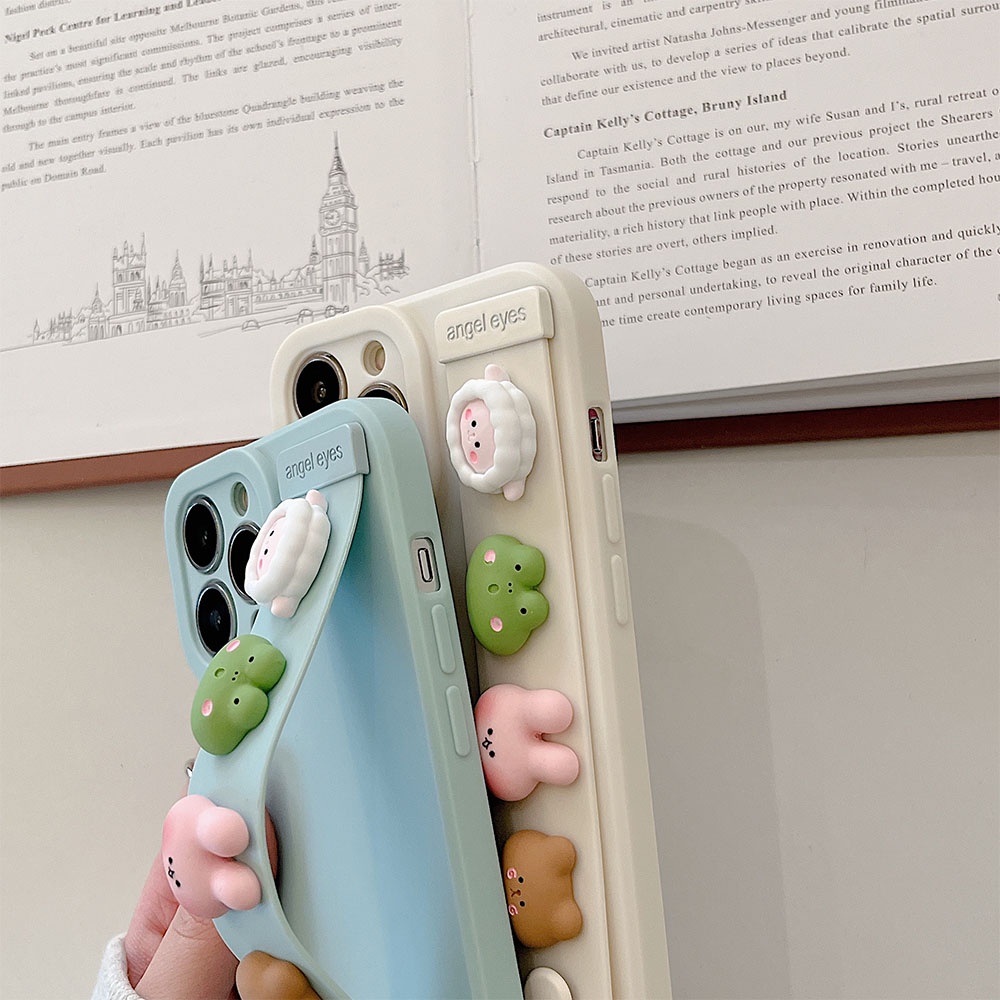Ốp Điện Thoại Silicon Hình Thỏ/Ếch Hoạt Hình Có Dây Đeo Cổ Tay Cho Iphone 13 12 11 Pro MAX XS MAX XR
