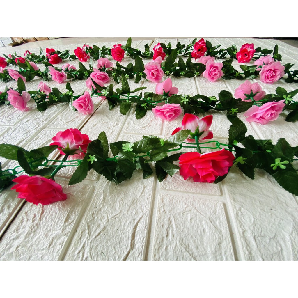 Dây leo hoa hồng lụa trang trí siêu đẹp