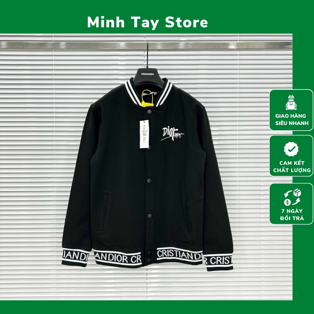 Áo Khoác Bomber Nam Di.or Họa Tiết Logo Ngực . Áo Khoác Bomber Di.or Chất Dạ Cao Cấp - MINH TÂY STORE
