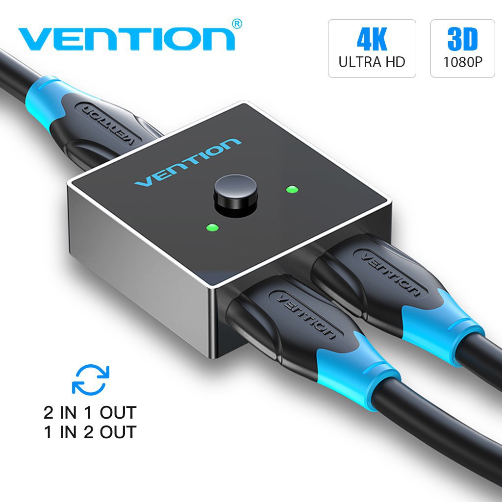 Vention HDMI Splitter Bi-Direction HDMI Switch 2 cổng Hỗ trợ 4K 60Hz cho HDTV Blu-Ray Player PS3 PS4