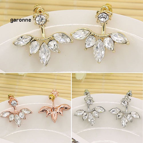 Khuyên tai hình chiếc lá đính đá phong cách thanh lịch dành cho nữ