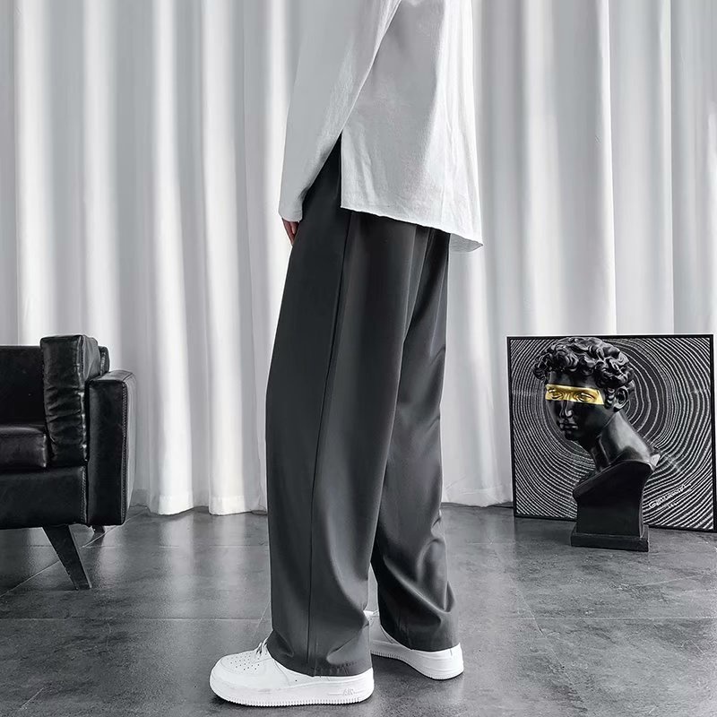 【Ready Stock】Korean Pants Men'S Summer Thin Section Casual Pants Mens Loose Wide Leg Pants Unisex Fashion Straight Pants Korean Long Pants Fashionable Capri Pants For Men And Women Men's Trousers Business Casual Suit Pants