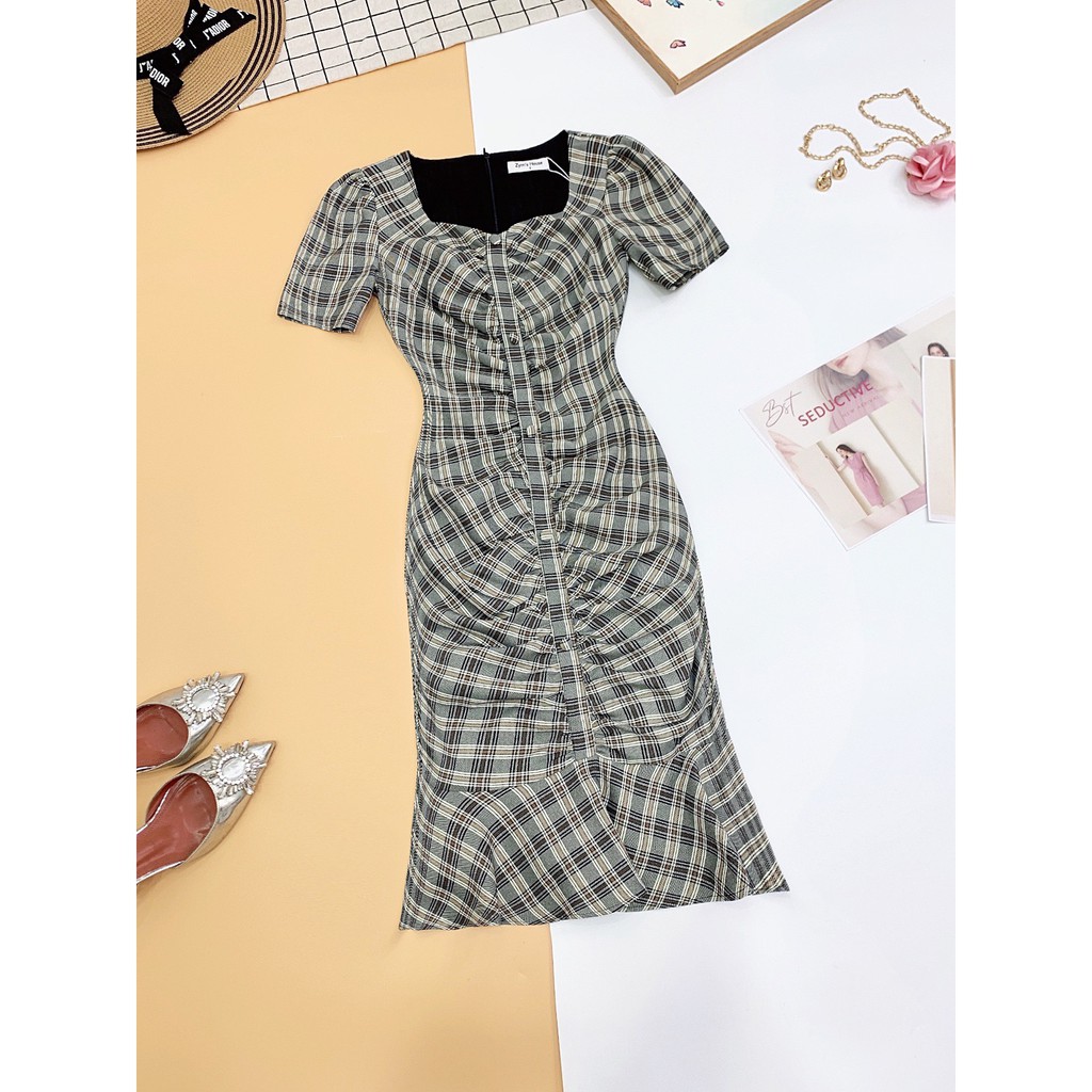 Váy kẻ dọc cổ vuông đuôi cá Zym’s House - LT121 | BigBuy360 - bigbuy360.vn