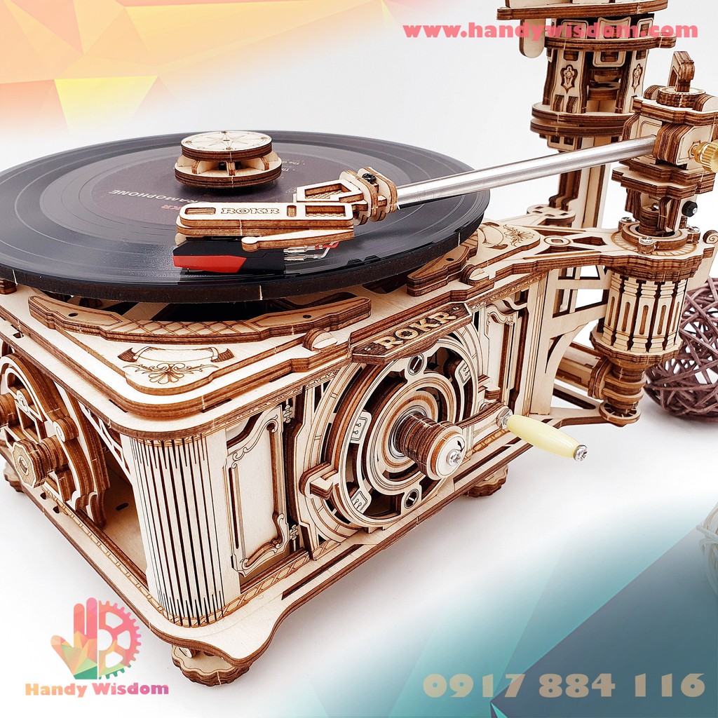 - Máy phát nhạc cổ điển - Robotime Classic Gramophone LKB01