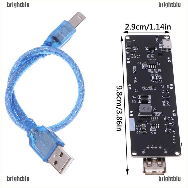 brightbiu 18650 Battery Charge Shield Board V3 USB Port Type-A 0.5A For Arduino Charge