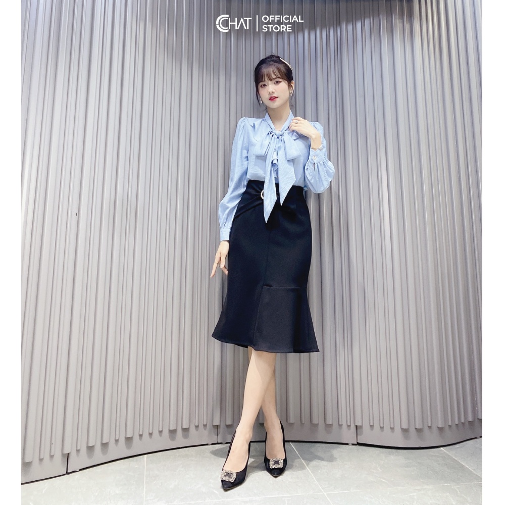 Áo Sơ Mi Nữ 𝐂𝐂𝐇𝐀𝐓 Kiểu Bèo Nơ Đổ Bồng Cao Cấp Dáng Suông Phong Cách Trẻ Trung 92FDD2002ST