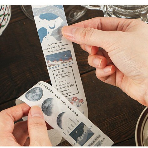 Dải sticker vintage dán sẵn trang trí Bullet journals STI14 VPPTUEMINH, Masking tape nhiều họa tiết