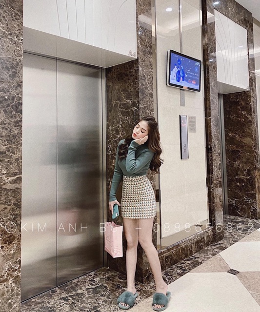 Set áo len chân váy dạ