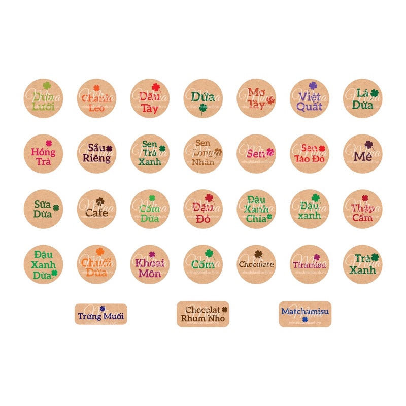Tem nhân bánh Trung Thu/tem Nâu Kraft tròn