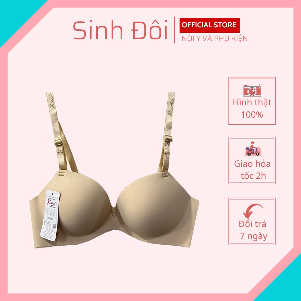 Áo ngực nữ su đúc không đường may nâng ngực tạo khe Enow's 938 có gọng mút vừa cúp xéo mềm mịn size 32-34-36-38