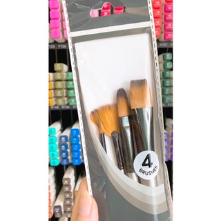 Set cọ vẽ Mont Marte đầu nhọn kèm đầu dẹp chuyên dụng Acrylic, Gouache