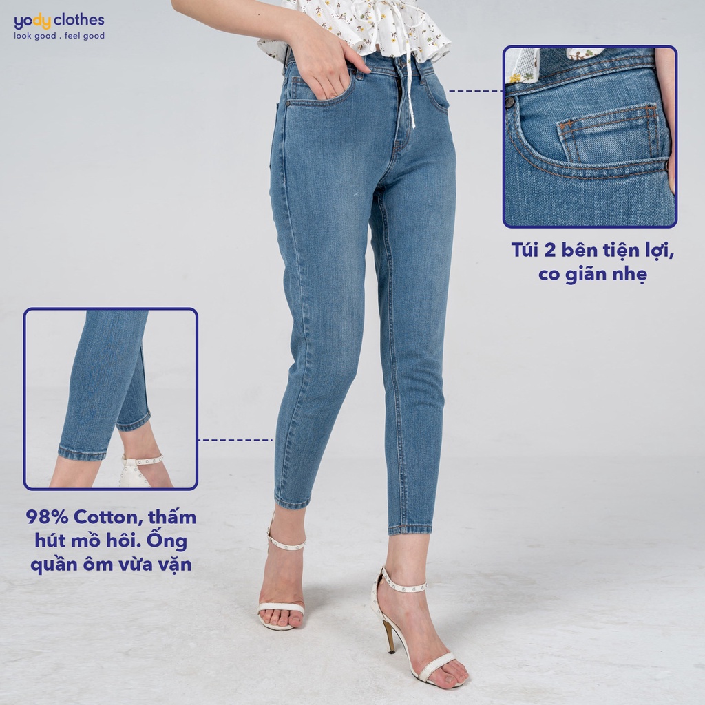 Quần jeans nữ YODY boyfriend tôn dáng co giãn chất giữ form QJN4014