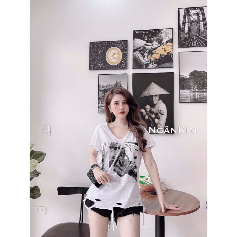 Áo cổ tim cô gái 2 màu