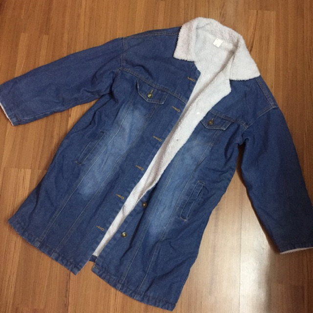Khoác denim lót bông new sz L oversized