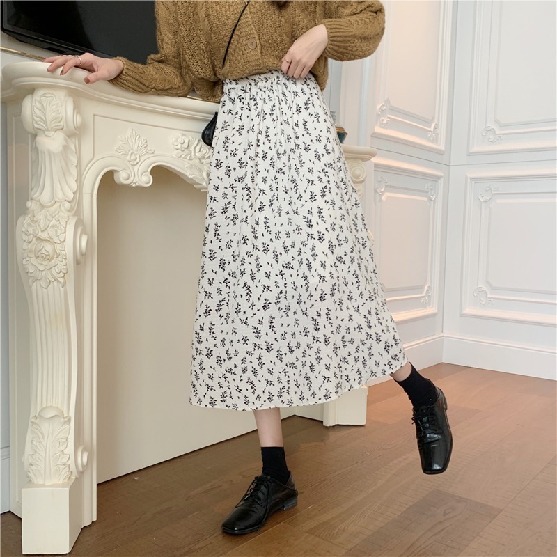 Chân váy dài ulzzang hàn quốc lưng cao 2021, Đầm nữ xòe màu đen trắng hoa nhí vạt đuôi cá cao cấp thời trang hàn quốc | BigBuy360 - bigbuy360.vn