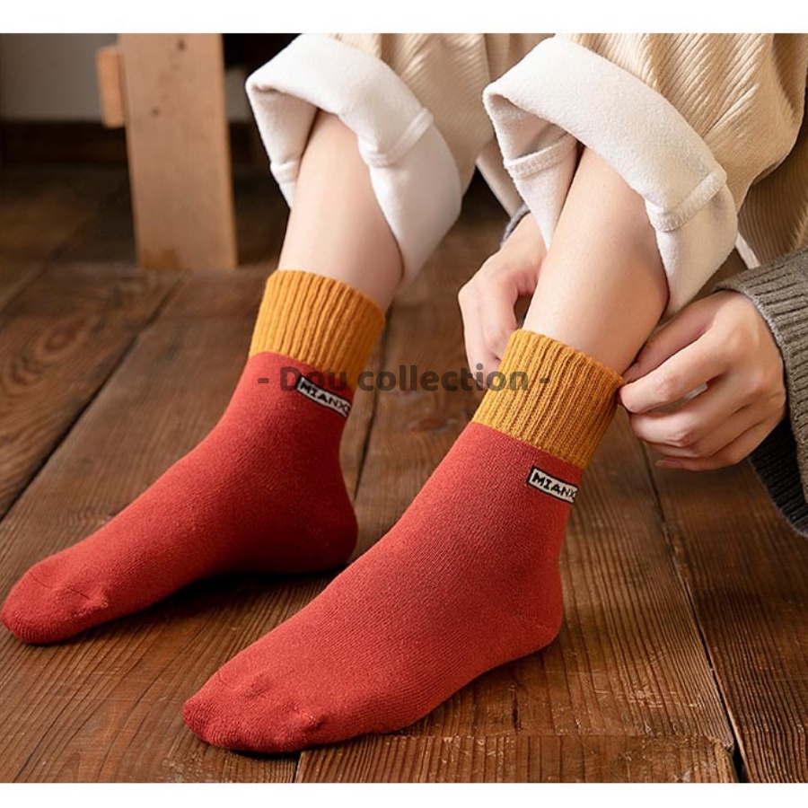 Vớ Tất Len Nam Nữ Unisex Cổ Cao Trơn Đan Len Dày Thời Trang Vintage Thu Đông Nhiều Màu - Dou Collection - Mã TV035