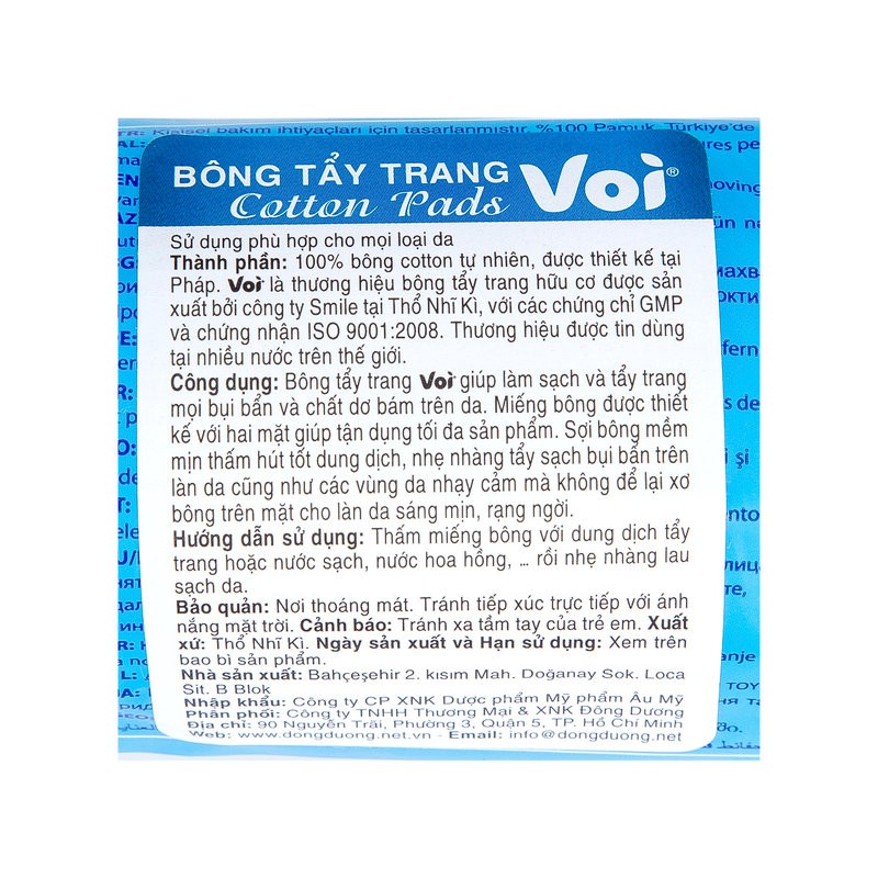 Bông Tẩy Trang Hữu Cơ Voi 100 Miếng