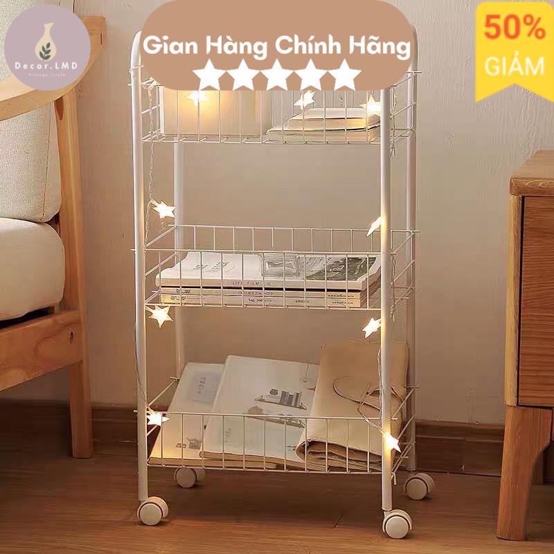 Kệ sắt di chuyển để đồ màu trắng phong cách HÀN QUỐC trang trí phòng