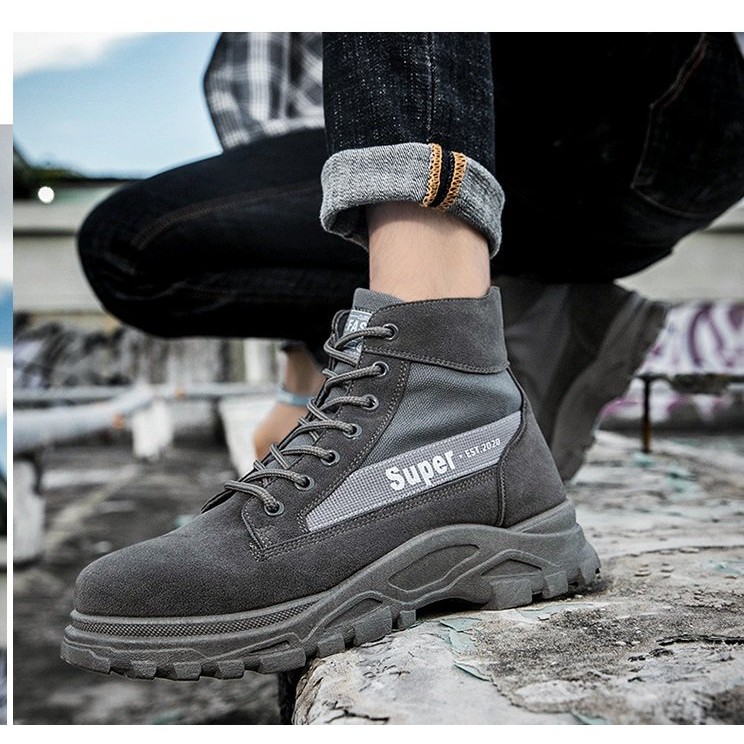 Giày Cổ Cao Nam Da Lộn SUPERR - Giày Sneaker Nam Cổ Cao Phong Cách - ( 2 Màu )