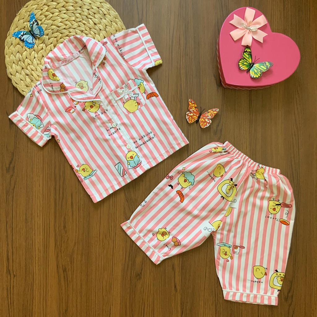 Bộ Pijama Kate Thái tay ngắn quần lửng cho bé gái (12~28kg) - Hirokids