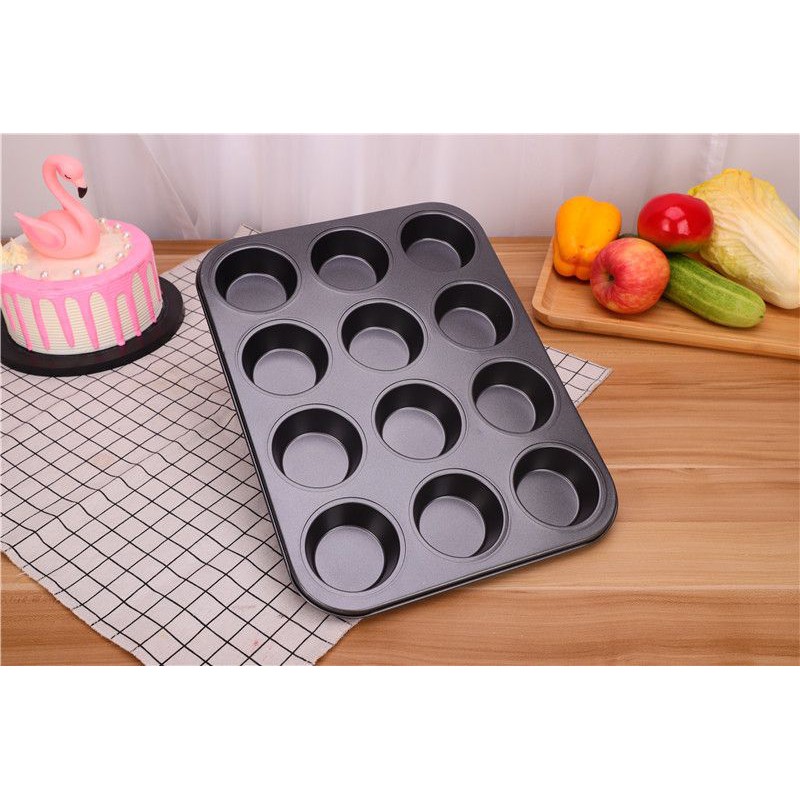 Khuôn nướng bánh cupcake 6 ô to/ 12 ô to chống dính các màu