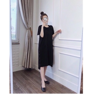 Váy suông bầu thời trang dài cotton tăm 50-80kg