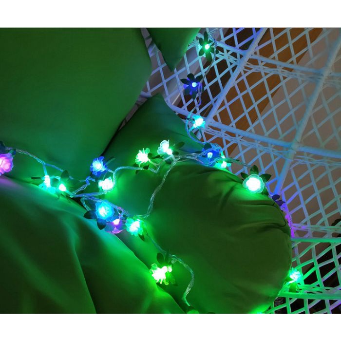 Dây Đèn Led Trang Trí Hoa Hồng 10 Mét 80 Bông, Led Nháy Chống Nước HL Lighitng