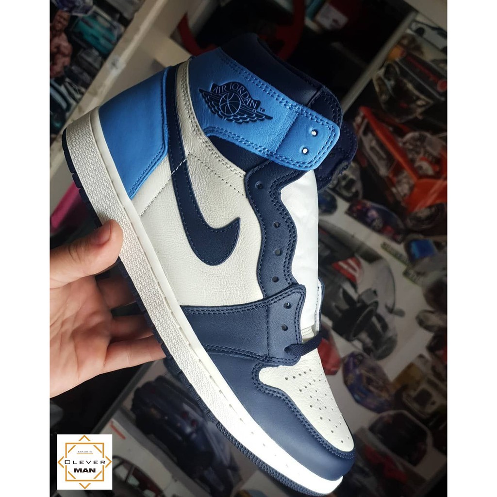 (FREESHIP+FULLBOX) Giày Thể Thao AIR JORDAN 1 Retro High Obsidian UNC Xanh Than Gót Xanh Dương Cổ Cao Clever Man Store