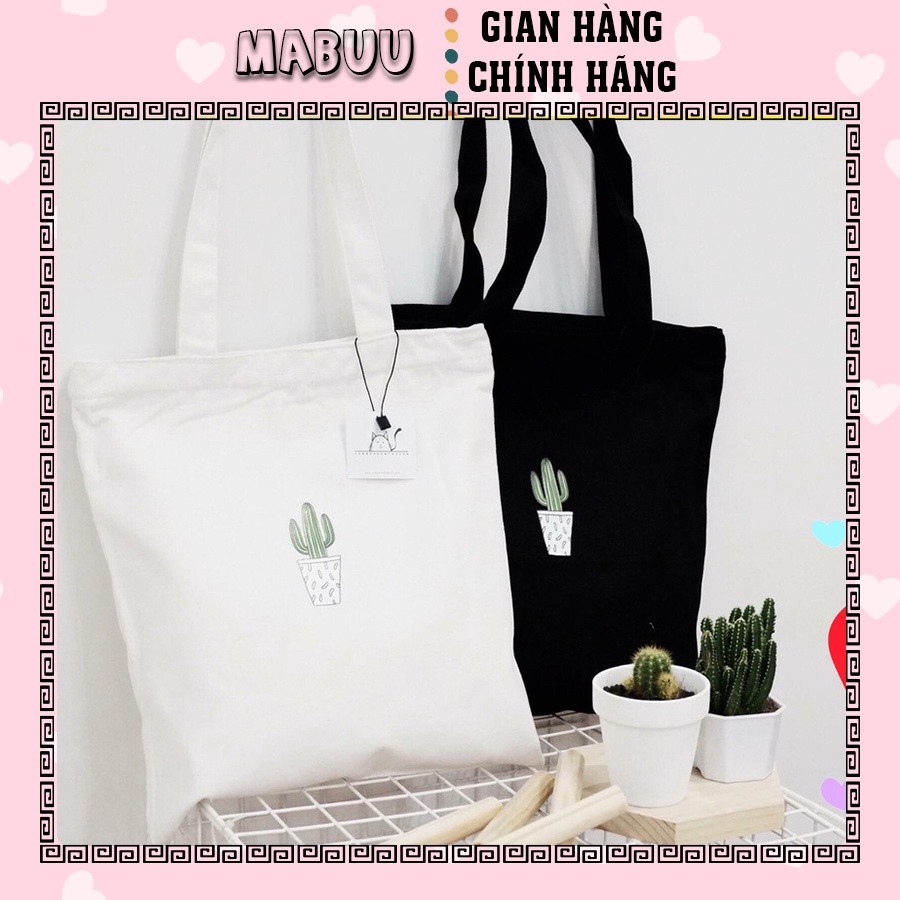 [Mã FAMARAL2 giảm 10K đơn 50K]Túi tote vải đi học vải bố mềm đẹp Canvas giá rẻ Mabuu Store