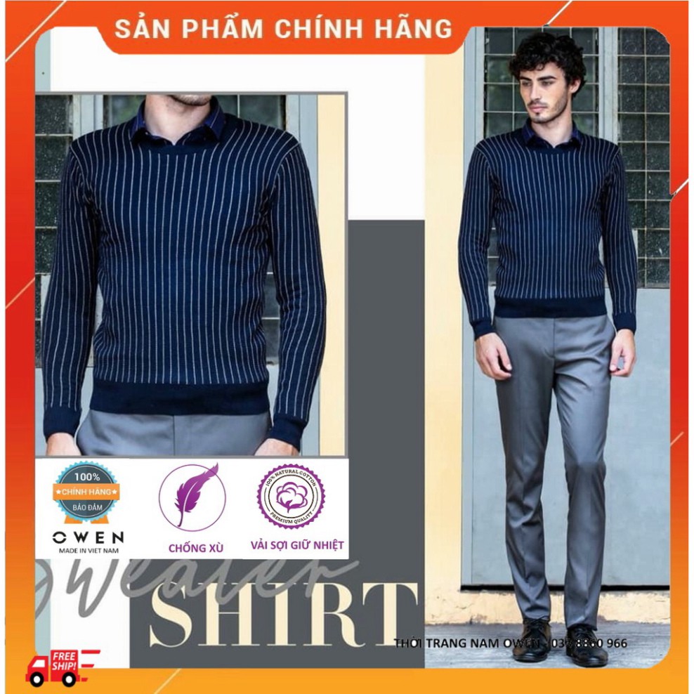 OWEN - Áo len nam Owen cổ tròn màu xanh tím than ALD 80488 - OWEN Flagship Store