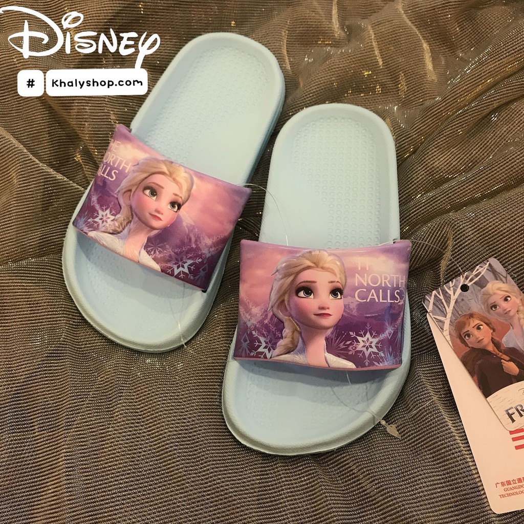 Dép quai ngang hình công chúa Anna, Elsa (Frozen 2) màu xanh có size từ (S28 đến S37) siêu hot cho trẻ em, bé gái