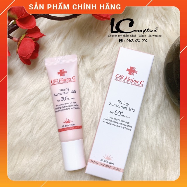 Kem chống nắng Cell Fusion C Toning Suncreen 100☀️Tuýp Mini 10ml☀️nâng tone nhẹ cho lớp nền căng bóng SPF 50+/PA++++