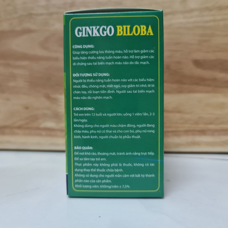 Viên uống bổ não Ginkgo Biloba 360 Tăng cường lưu thông máu