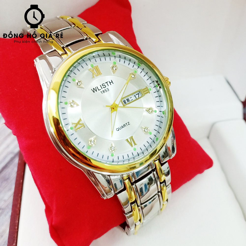 [SIÊU GIẢM GIÁ] Đồng hồ Nam WLISTH 1853 máy Nhật chống nước mặt đính đá dạ quang DÂY THÉP KHÔNG GỈ CAO CẤP