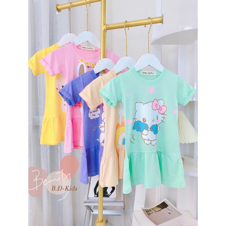 [Bé7-16kg] Đầm Váy cánh tiên thun lạnh caro Minky Mom cho bé gái