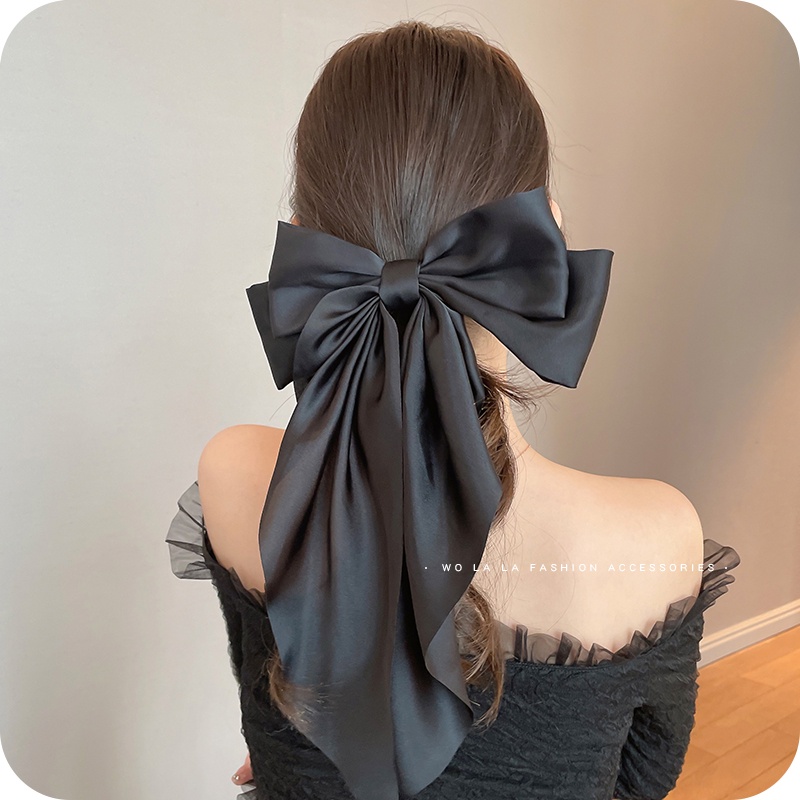 Kẹp Tóc Hình Nơ Màu Trơn Đơn Giản Phong Cách Hàn Quốc